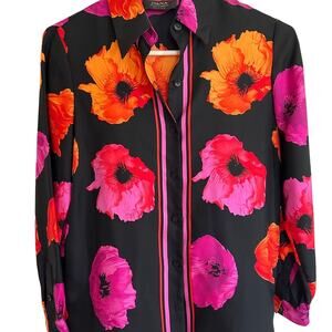 Dana Buchanan Size 2P long sleeved, button-down blouse. 100% silk